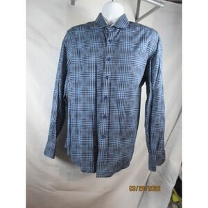 Robert Graham Mens Blue Grey Geometric Dot Print Button Down Shirt Classic Fit L